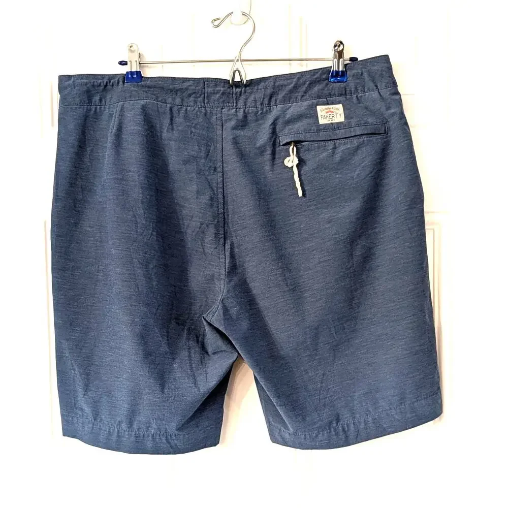 Faherty All Day Shorts Mens 36 Blue Stretch Performance Casual 9 Inch Inseam